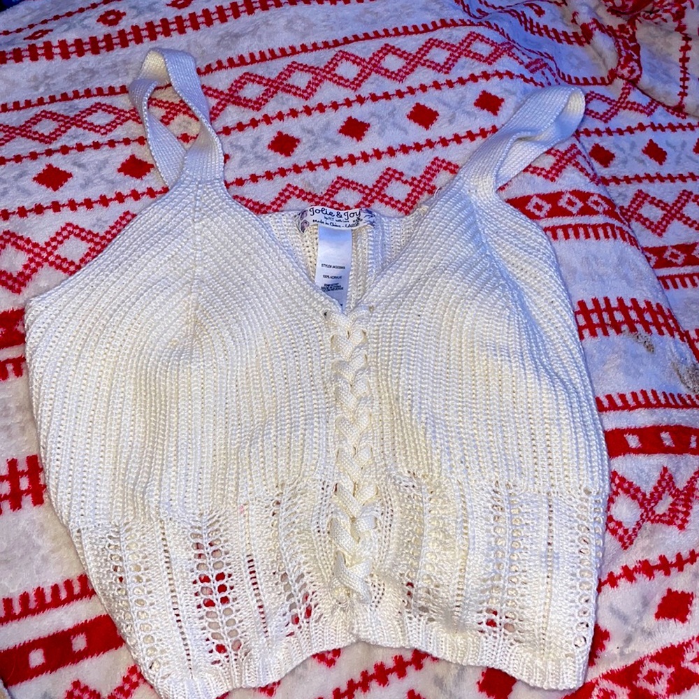 Brand is Jolie & Joy. The size is large and the color is creamy white.